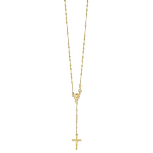 Jewelry Affairs Sterling Silver Gold Plated Religious Rosary Cross Necklace, 18 inch2