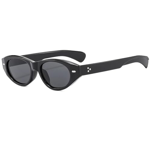 TNDVIC Gafas de sol con protección UV400 | Remaches ovalados pequeños | Para mujeres, hombres, deportes al aire libre y conducción (negro)