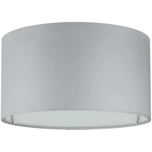 Wogati® Premium Lampenschirm E14/E27 Baumwolle | Grau, Ø40cm Höhe 25cm | Für Stehlampe, Hängelampe Und Tischlampe