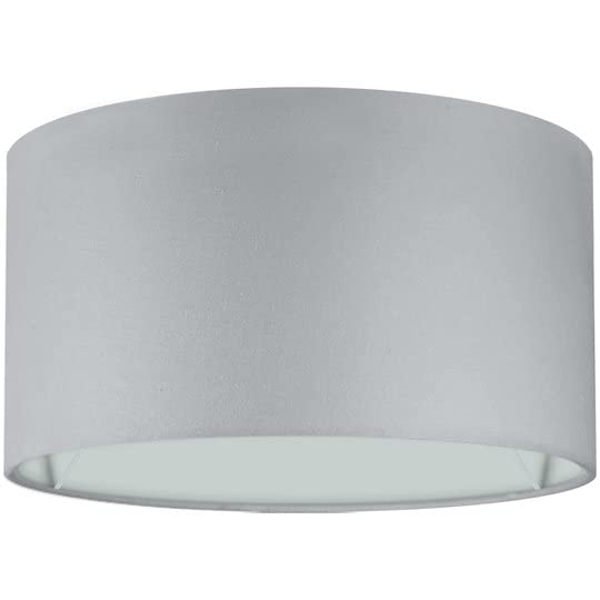 Wogati® Premium Lampenschirm | Ø45cm Höhe 28cm | Farbe: Grau | E14/E27 | rund | Baumwolle | für Stehlampen, Hängelampen, Tischlampen, Deckenlampen