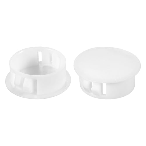 Image of PATIKIL 1 inch /25mm Plastic Hole Plugs, 20Pcs Flush Type Round Hole Plugs Cover Snap in Locking Hole Tube for Table Kitchen Cabinet Furniture, White
