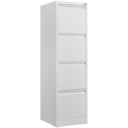 GarveeLife 4 Drawer File Cabinet with Lock, Vertical Metal File Cabinet Organizer for Home Office, Heavy Duty Filing Cabinets Lockable Storage Drawer for Letter/Legal/a4/f4 Size Files White by GarveeLife - Image 6