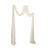 Matériau : Gaze Rideau QUXVUIS Arche de Mariage époustouflante, Rideaux et Panneaux décoratifs, vignettes attrayantes pour Votre Prochain Buffet, Table et décor de scène pour Vos Photos, Beige Blanc, 600 x 76 cm