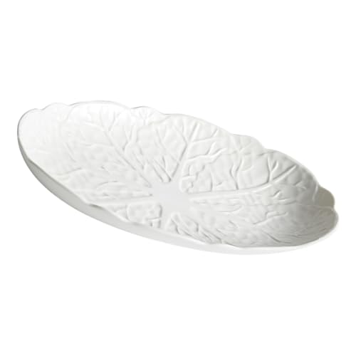 SUPVOX Plat de Poisson Vapeur en Céramique 30 Cm, Assiette Ovale Décor Chou Chinois, Plateau de Service Cuisine Maison, Plateau de Nourriture Cuite la Vapeur, Plat à Collation