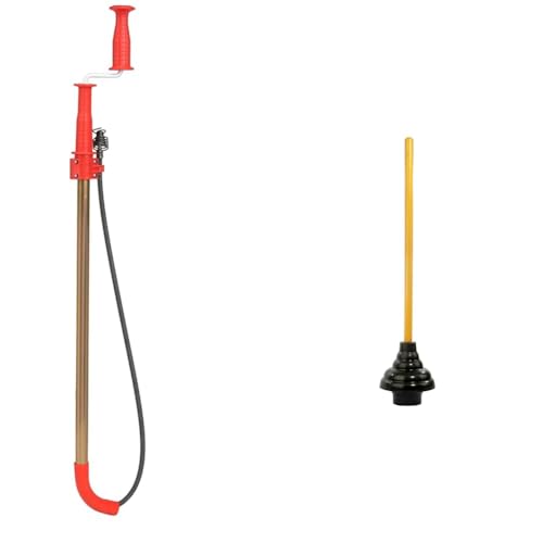 RIDGID 6' Toilet Snake Auger & LDR Heavy Duty Drain Handle Double Thrust Rubber Force Cup Plunger Bundle