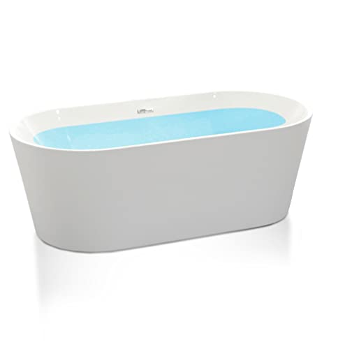 55 Inch Acrylic Freestanding Bathtub In Glossy White
