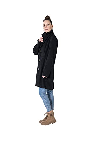 Getuback Womens Classic Cashmere Wool Blend Coat Trench Coat Pea Coat Black M #TOP2