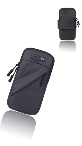Waterproof Phone Armband, Adjustable Running Belt for iPhone Android, Breathable Workout Armband with Zipper Pouch for Keys Cards, Hiking Biking Fitness Accessories, Fits Phones Up to 7.2 Inches