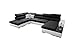 Produktbild All4All Ecksofa mit Schlaffunktion Picanto 358 cm x 227 cm - Wohnlandschaft U-Form - Sofa mit Bettkasten - XXL Sofa - Groß - Gewebe mit Kunstleder - Rechte Seite - Schwarz/Weiß - Modern 26