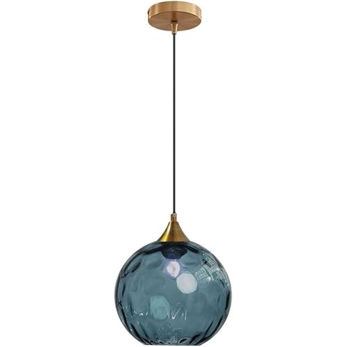 AWEITG Lampe suspendue en verre Globe Support moderne en bronze doré avec boule en verre coloré,...