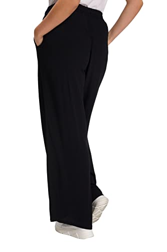 Ulla Popken Women's Weite Viskose Hose K-Länge Wide Leg Trousers, Black (Black 10), (Manufacturer Size:25/26)