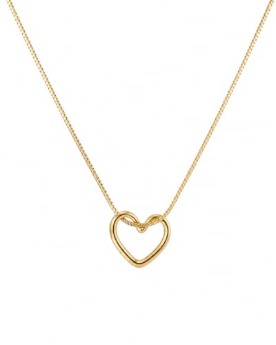 Gold-Tone Open Heart Pendant Necklace for Women & Girls