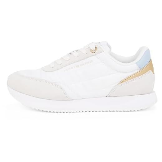 Tommy Hilfiger Runner Sneaker Mujer Essential Calzado Deportivo, Multicolor (White/Breezy Blue), 38