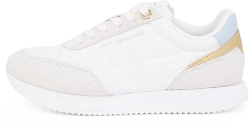 Tommy Hilfiger Damen Runner Sneaker Essential Sportlich, Mehrfarbig (White/Breezy Blue), 40