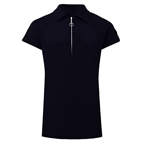 Horze Tiana Kids' Short Sleeve Equestrian Training Polo Shirt With Mesh - Dark Navy - Xl #TOP28