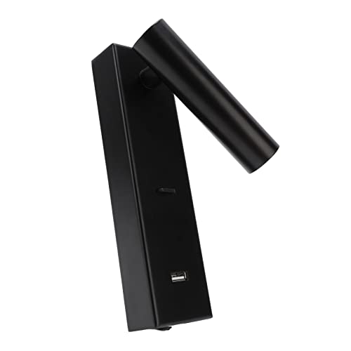 ViaGasaFamido Lámpara de Pared LED de Diseño Simple con Puerto de Interruptor USB, 350 Grados de Lectura de Luz Rotativa para Dormitorio, Color de Luz Cálida