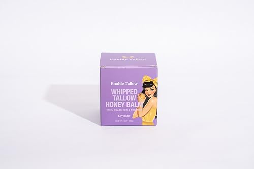 Enable Tallow Face & Body Cream – Whipped Beef Tallow & Manuka Honey Balm for Dry Skin, Eczema & Sensitive Skin – Natural Moisturizer, Lavender Scent, 4oz