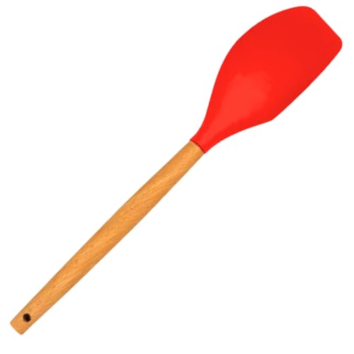 Espátula de Silicone 32cm Cabo de Madeira Resistente Ao Calor Antiaderente Ideal Para Receitas Utens