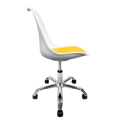 Image of Amazon Brand - Umi Height-Adjustable Modern Revolving Rotary Arm Office Study Desk Chair - Ideal for Spa, Bar, Home - White & Dark Blue Color