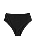 OYOANGLE Women's High Rise Swimsuit Bikini Bottom Swimwear Cheeky Hipster Booty Swim Briefs Black Small