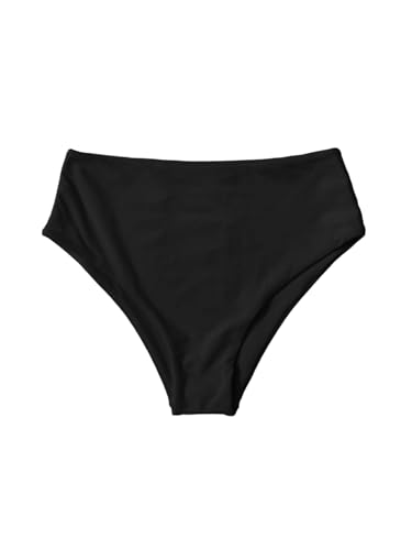 OYOANGLE Women's High Rise Swimsuit Bikini Bottom Swimwear Cheeky Hipster Booty Swim Briefs Black Large