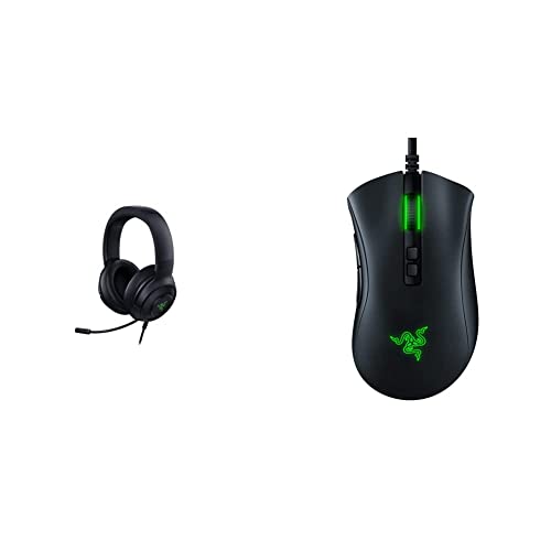 Image of Razer Kraken V3 X Wired Gaming On Ear Headset: 7.1 Surround Sound - Triforce 40m && DeathAdder V2 Wired Gaming Mouse | 8 Programmable Buttons | 20,000 DPI Optical Sensor - Chroma RGB Lighting