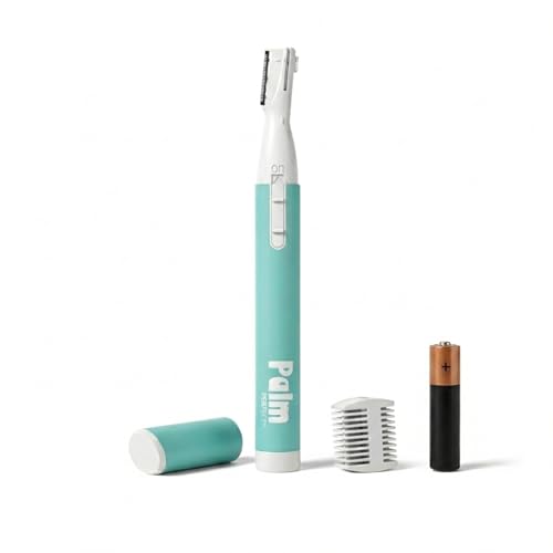 PalmPerfect Personal Hair Trimmer – Painless Precision Shaver for Eyebrows, Upper Lip, Ears, and Nose – Stainless Steel Twin-Blade Groomer with Dual-Length Comb & Battery Included