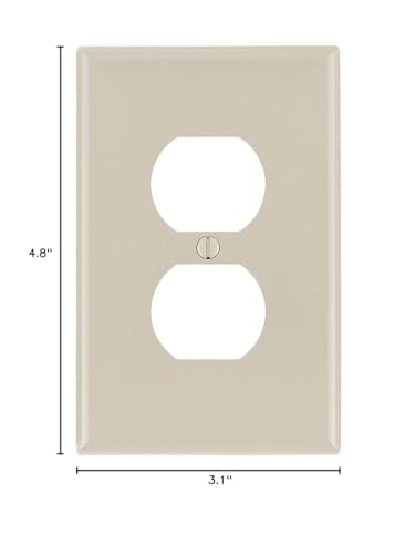 Image of Leviton 1-Gang, 1-Duplex, Midway Nylon Wallplate, Midway Size, 1 Pack, PJ8-T, Light Almond