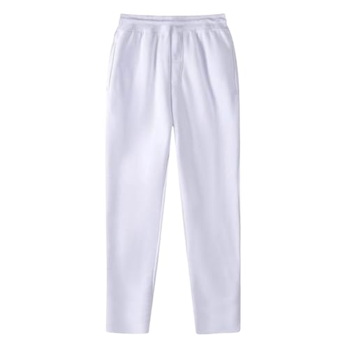 Men's Thermal Linen-Style Pants Elastic Waist Thickened Winter Casual Trousers with Pockets Jogger Sweatpants4