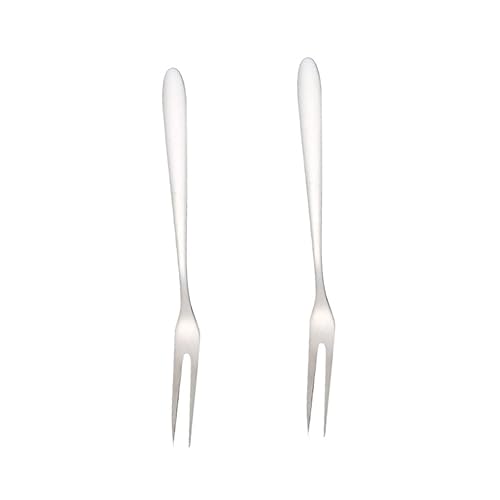 HOLIDYOYO 2pezzi Forchettine in Acciaio Inossidabile Uso Domestico Resistenti e Antiruggine Per Dolci Aperitivi e Crostacei
