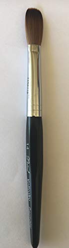 Six Angles - Black Handle Petal Kolinsky Acrylic Nail Brush for Manicure Powder (CRIMPED) - (Size #14)
