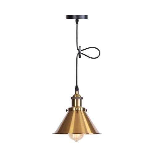 Lampe suspension industrielle rétro E27 en fer laiton pour cuisine
