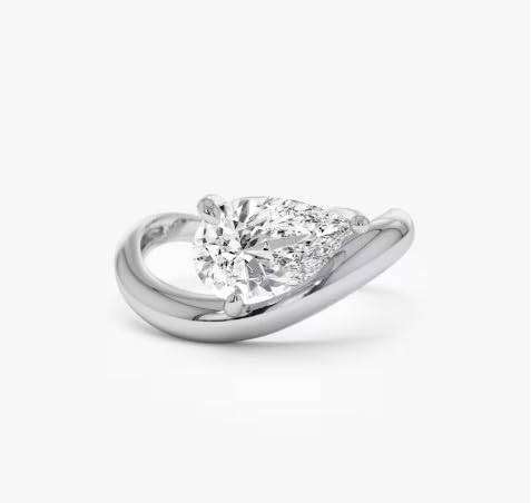 Modern Bypass Design Engagement Ring for Women,1.50 ctw 14k Gold Plated Pear-Shaped Engagement Ring,Gift For Her,Size 3-12 (USA)