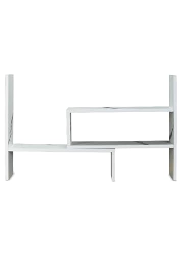 Image of SBF Furniture Adjustable Book Shelf /Book Stand /Book Rack Desktop Storage Organizer | Spice Rack - Foldable - Engineered Wood (White) DIY(Do-It-Yourself)