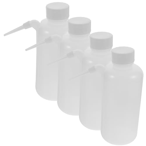 Healifty Set of 4 Pe Squirt Water Bottles Wash Bottles Side Straw Safe Plastic Squeeze Containers for Lab Cleaning