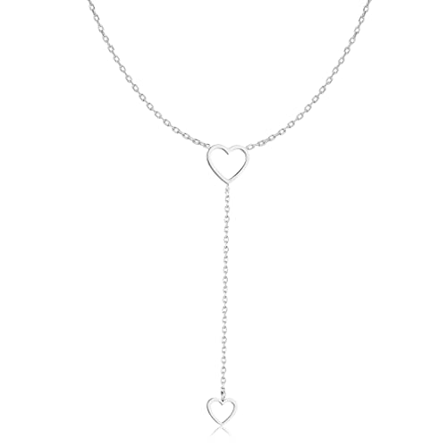 Colgante de mujer original con diseño de doble corazón. Cadena de...