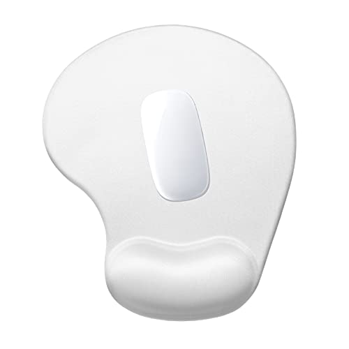 Hsurbtra Alfombrilla de ratón ergonómica con soporte para reposamuñecas, almohadillas de gel para ratón con base antideslizante de poliuretano, accesorios para escritorio, color blanco marfil