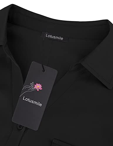 Lotusmile Women's Dressy Lapel Button Down Shirts for Work Office Business Casual Chiffon Blouse Tops3