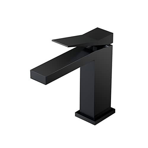 Robinet en laiton massif noir mat haute résistance pour vasque