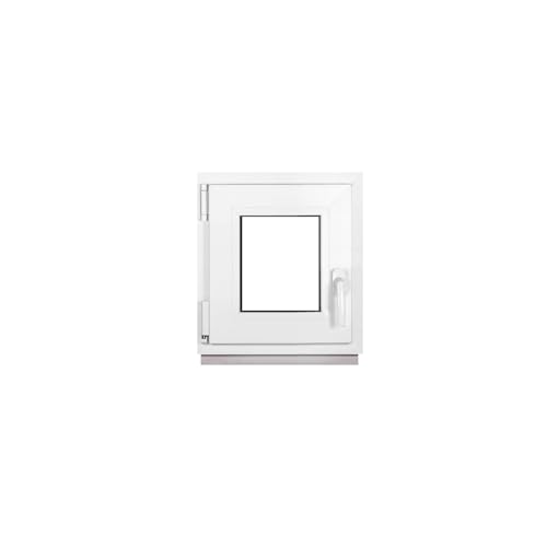 Framex Ventana De Sótano PVC Pequeña Blanco De Ancho x Alto: 50 x 55 cm (500 x 550 mm), Doble Acristalamiento (32 mm), Oscilobatiente, DIN Izquierda