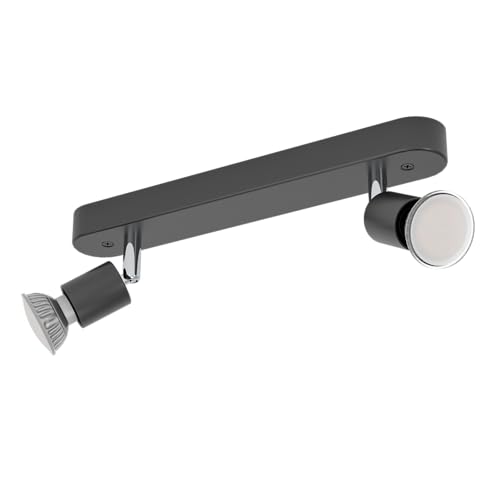 Eglo - Lámpara de techo para cocina, oficina y salón, acero y plástico negro, casquillo GU10