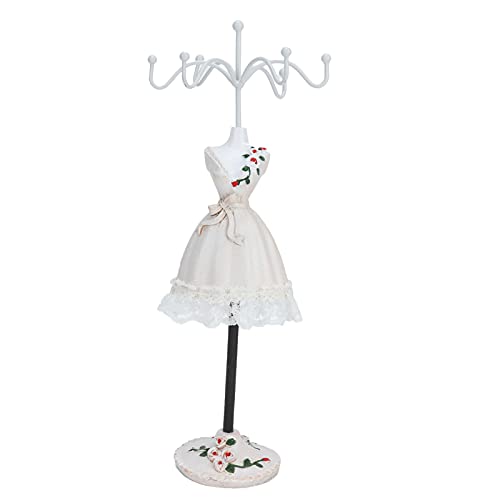 ZJchao Jewelry Display Stand, Earrings Necklace Storage Polyresin Doll Holder with Rotatable Bracket Bracelet Holder Organizer Rack Tower Decoration Dress Necklace Stand for Girls(#1)