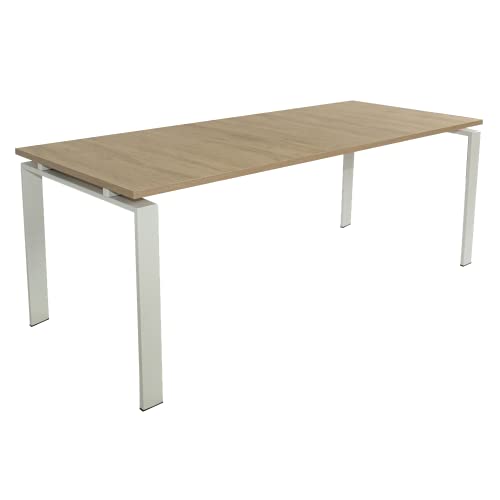 Ofilike. Mesa De Ordenador Moderno. Escritorio Para Hogar, Despacho, Estudio, Trabajo. Marco Abierto Metálico Blanco Roble, 170x60 Ofilike. Mesa De Ordenador Moderno. Escritorio Para Hogar, Despacho, Estudio, Trabajo. Marco Abierto Metálico Blanco Roble, 170x60