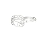 JKEIO 925 Sterling Silver Adjustable Ring Blank with Bezel Setting for 14X14mm Square Stones Ring Base Cabochon Setting for Women(Platina Color)