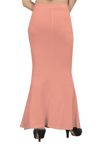 Image of Women's Polyester Blend Shapewear Patticoat Fishcut Flare Pattern Stretchable Drawstring Waist Maxi Length and Slim Fit Body Shaper Peticoat for Saree Daily Use Peticoat