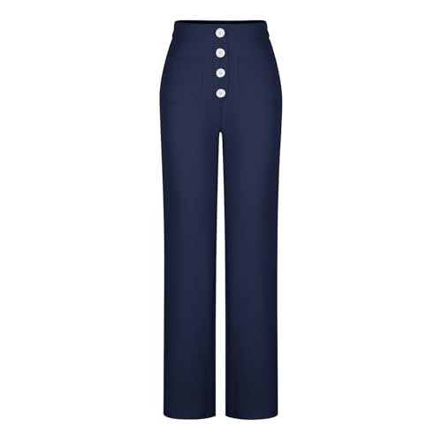 Girls Straight Leg Pants Kids High Waist Button Yoga Bootcut Pants with Pockets Fashion School Uniform Pants3