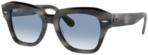 Ray-Ban RB2186 Sunglasses Bundle: RB 2186 STATE STREET 14043F State Street Striped Gray Clea and Eyewear Cleaning Kit