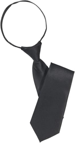 Black Tie Adjustable Pre-tied Necktie for Women Boy Solid Color Neck Tie Girl Zipper Ties for Business Uniforms and Wedding,and Pocket Squares Accessories (42cm)