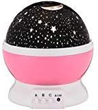 Bananas Over Baby Moon Star Light Projector 4 LED Colors 8 Modes, Starry Sky 360ยบ Rotating Projection Night Lamp for Baby, Kids, Children's Boys and Girls Bedroom - Pink