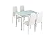 Conjunto de Mesa de Cocina Extensible + 4 sillas - 100/140 x 60 x 76 cm. (Blanco - Blanco)